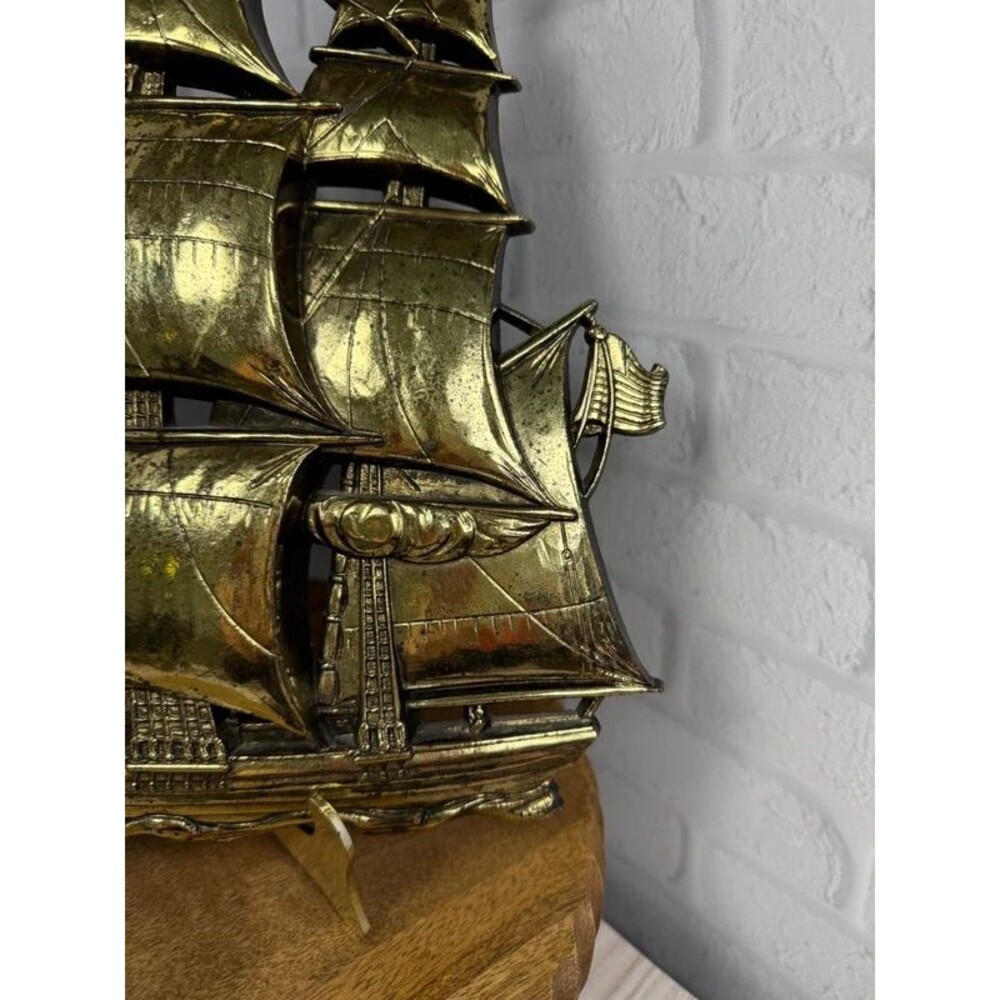 MCM Gold Boat Ship Wall Art Nautical Beach House Syroco 1962 Mid Century - Picture 8 of 12
